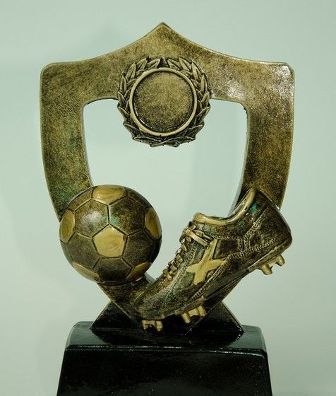 Статуэтка - Футбольный Кубок - Щит с бутсой и мячом, золото