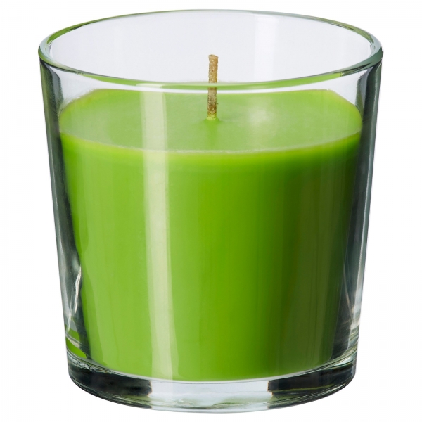 Ароматическая свеча в стакане, зеленое яблоко