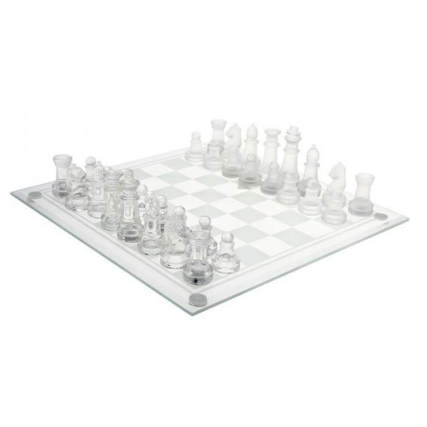 Шахматы стеклянные, прозрачное поле, 24х24 см