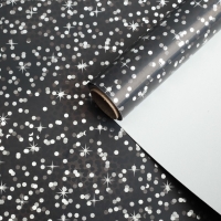 Бумага для декорирования Звёздное мерцание, металлизированная, чёрная