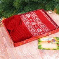 Подарочный набор: теплый шарф и повязка с конвертом Тепла и уюта в новом году!