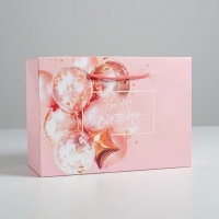 Пакет—коробка Happy birthday, 28 × 20 × 13 см