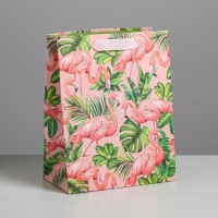 Пакет ламинированный вертикальный «Тропики и фламинго»