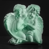 Светящаяся фигура Пара ангелов сидя 29х14х28см белая