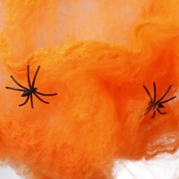 Паутина оранжевая 2 паука для Хэллоуина