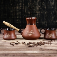 Кофейный набор 3 предмета, коричневый