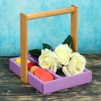 Ящик с ручкой для цветов и макарун, фиолетовый