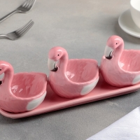 Набор соусников на керам подставке 3 шт Фламинго соусник