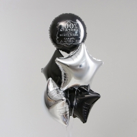 Букет из фольгированных шаров «100% мужчина» набор 5 шт., цвет чёрный, серебро.