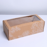 Коробка подарочная складная с PVC-окном, упаковка, «Цветы».