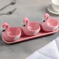 Набор соусников на керам подставке 3 шт Фламинго соусник